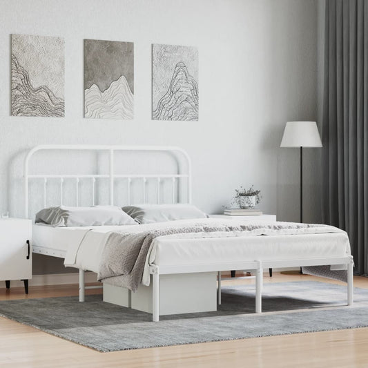 vidaXL Bed Frame | White | Steel | 140x190cm | Bed Frame | Rectangular