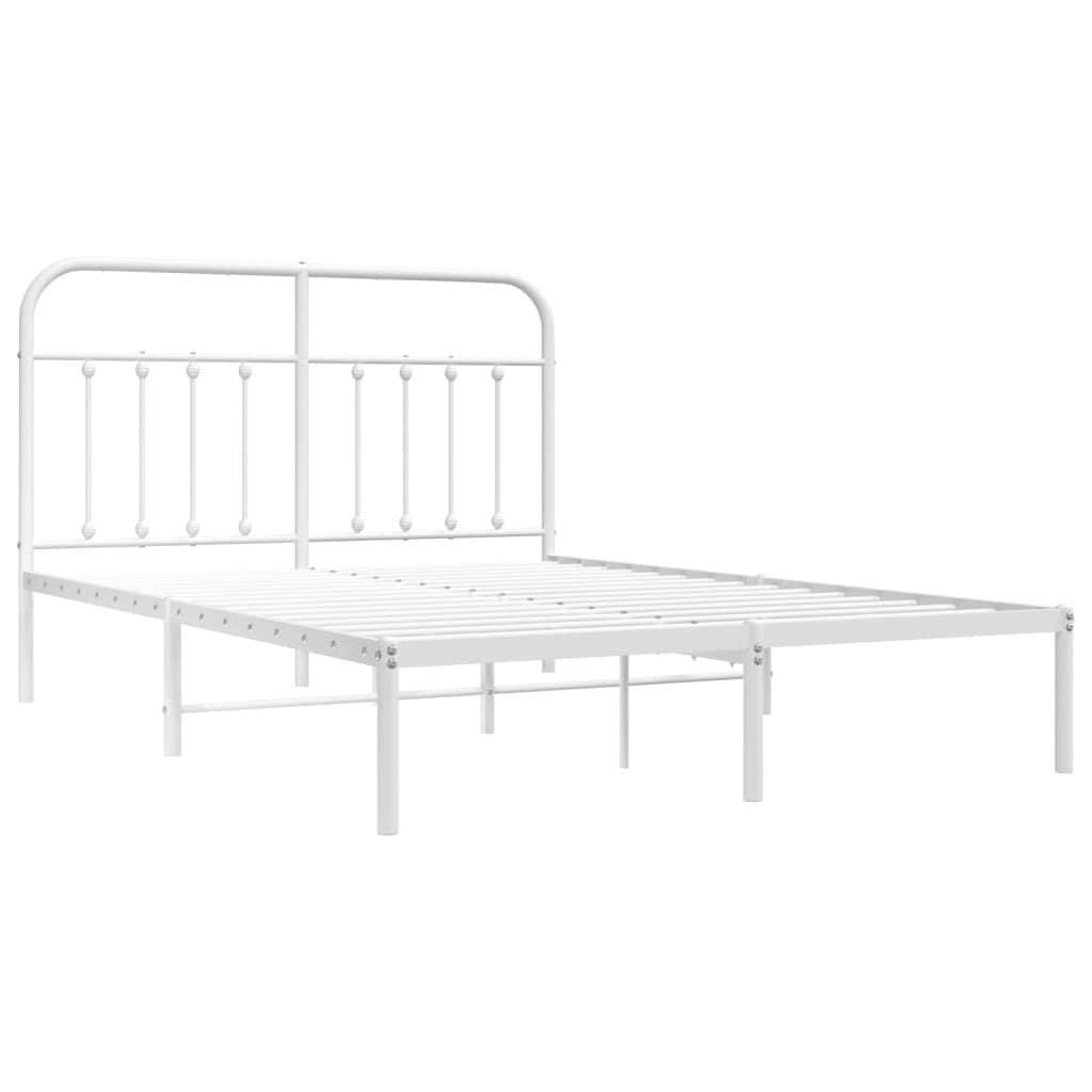 vidaXL Bed Frame | White | Steel | Double Size | Bed Frame | Rectangular