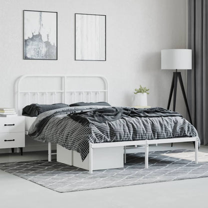 vidaXL Bed Frame | White | Steel | Double Size | Bed Frame | Rectangular