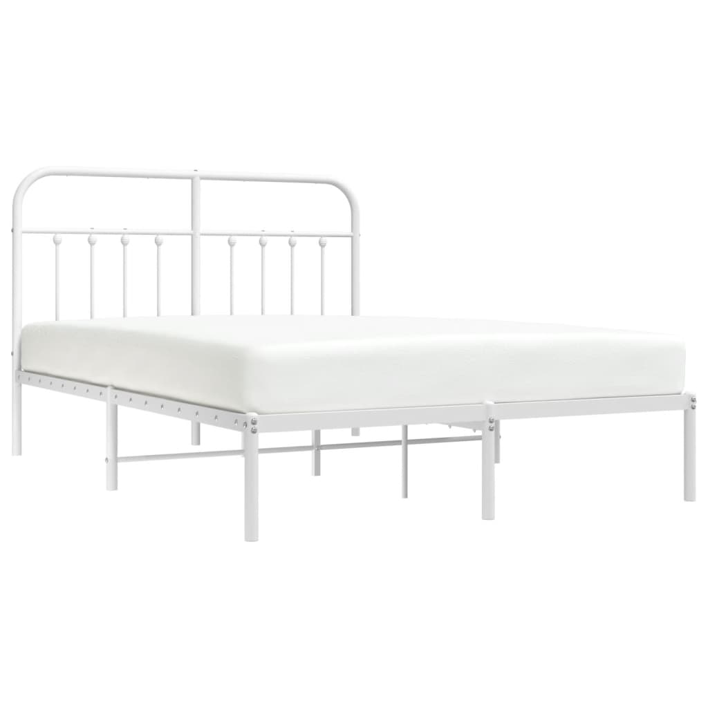 vidaXL Bed Frame | White | Steel | Double Size | Bed Frame | Rectangular