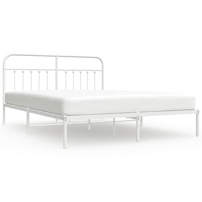 vidaXL Bed Frame | White | Powder-Coated Steel | Double | Bed Frame