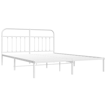 vidaXL Bed Frame | White | Powder-Coated Steel | Double | Bed Frame