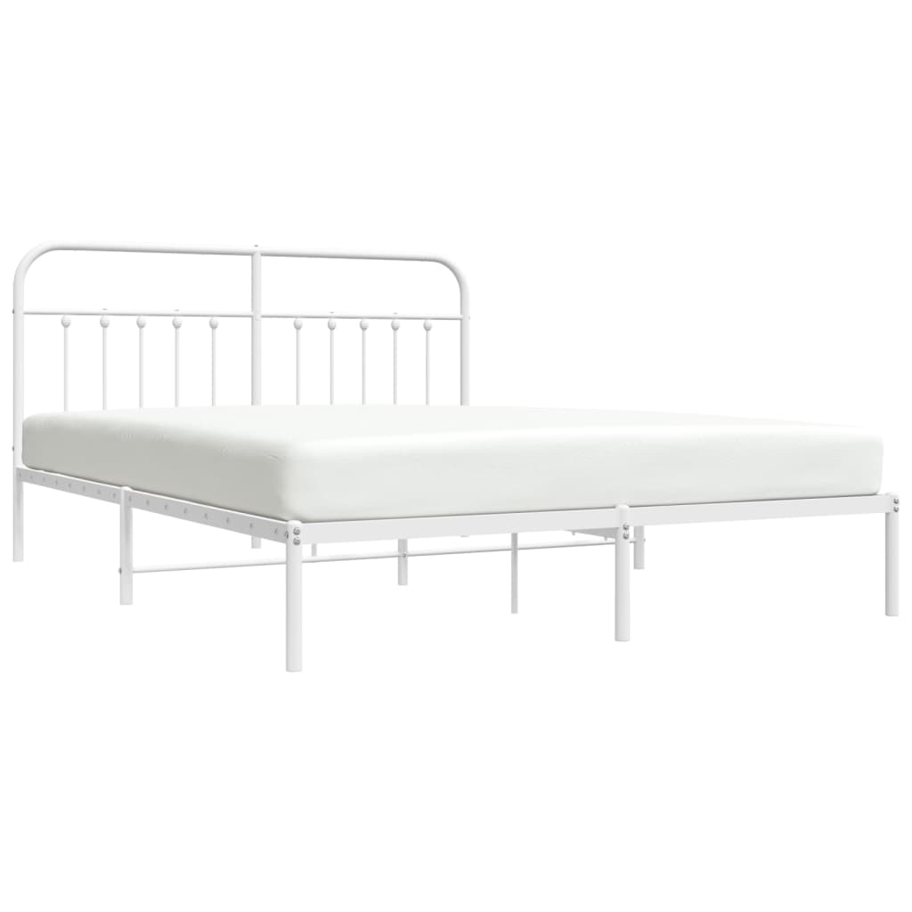 vidaXL Bed Frame | White | Powder-Coated Steel | Double | Bed Frame