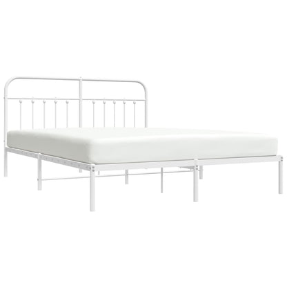 vidaXL Bed Frame | White | Powder-Coated Steel | Double | Bed Frame