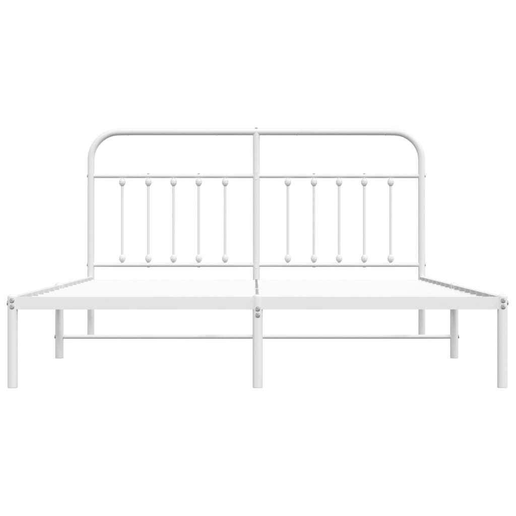 vidaXL Bed Frame | White | Powder-Coated Steel | Double | Bed Frame