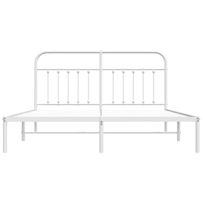 vidaXL Bed Frame | White | Powder-Coated Steel | Double | Bed Frame
