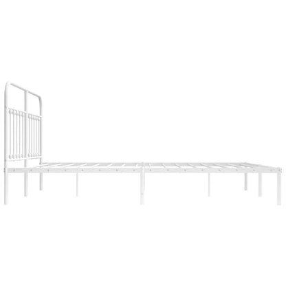 vidaXL Bed Frame | White | Powder-Coated Steel | Double | Bed Frame