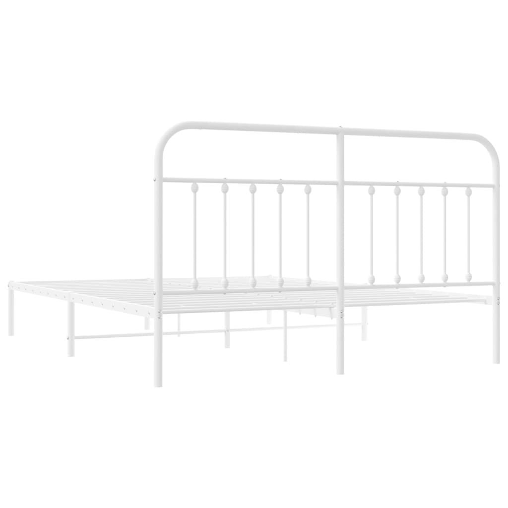 vidaXL Bed Frame | White | Powder-Coated Steel | Double | Bed Frame