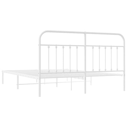 vidaXL Bed Frame | White | Powder-Coated Steel | Double | Bed Frame