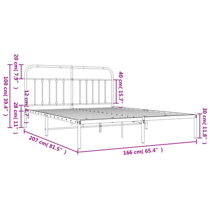 vidaXL Bed Frame | White | Powder-Coated Steel | Double | Bed Frame