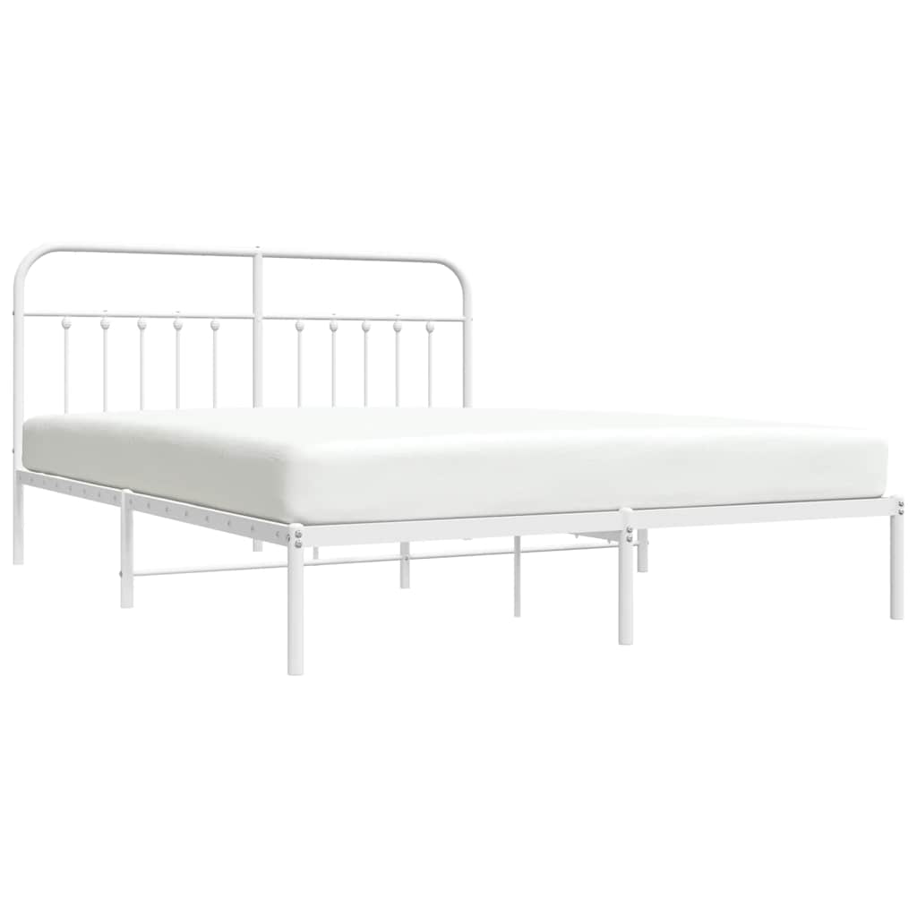 vidaXL Bed Frame | White | Powder-Coated Steel | 180x200 cm | | Rectangular
