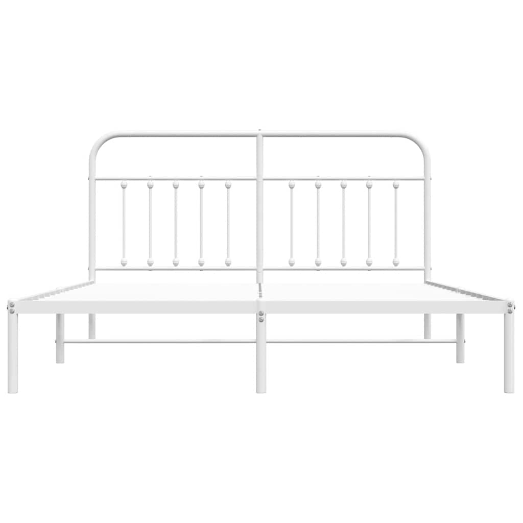 vidaXL Bed Frame | White | Powder-Coated Steel | 180x200 cm | | Rectangular