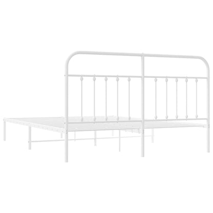 vidaXL Bed Frame | White | Powder-Coated Steel | 180x200 cm | | Rectangular