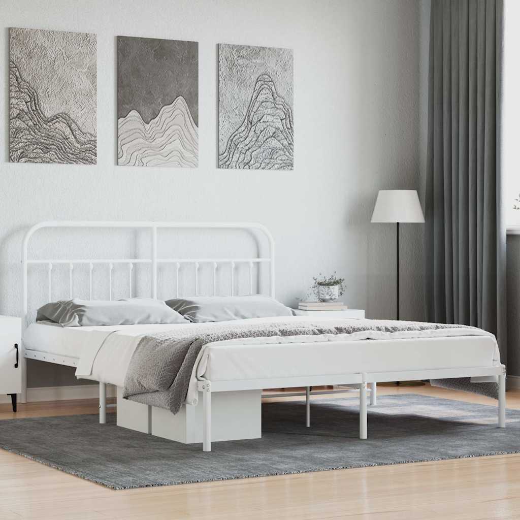 vidaXL Bed Frame | White | Powder-Coated Steel | 180x200 cm | | Rectangular