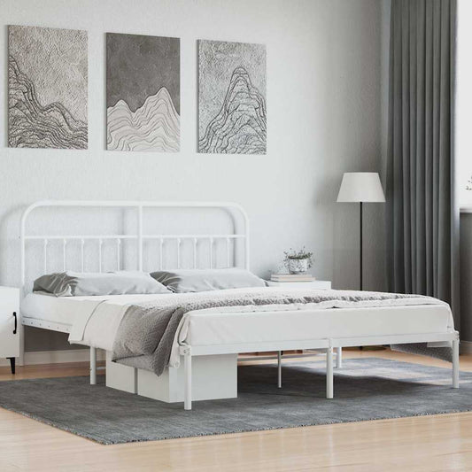 vidaXL Bed Frame | White | Powder-Coated Steel | 180x200 cm | | Rectangular