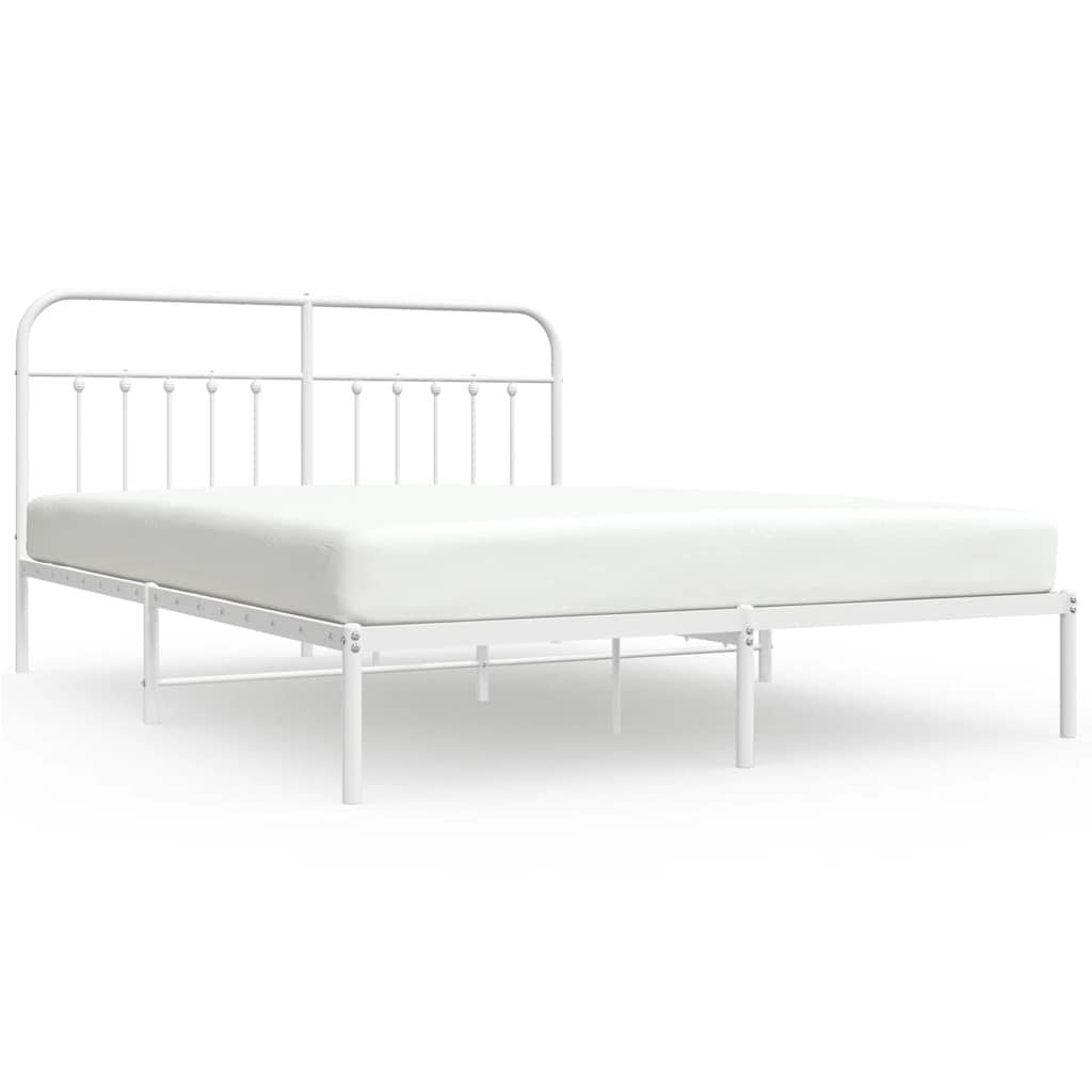vidaXL Bed Frame | White | Powder-coated steel | Double | Bed Frame