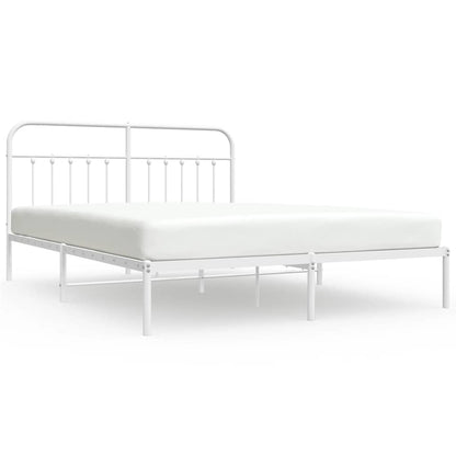 vidaXL Bed Frame | White | Powder-coated steel | Double | Bed Frame