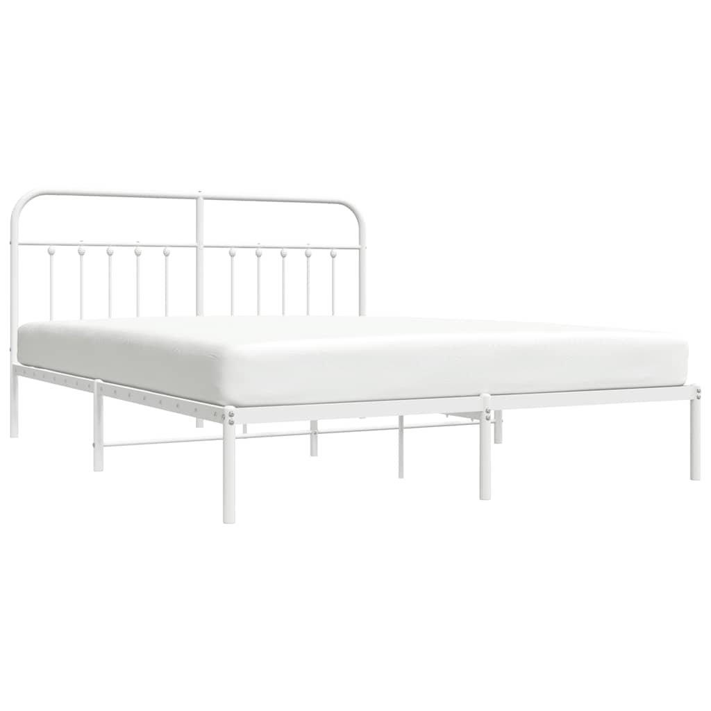 vidaXL Bed Frame | White | Powder-coated steel | Double | Bed Frame