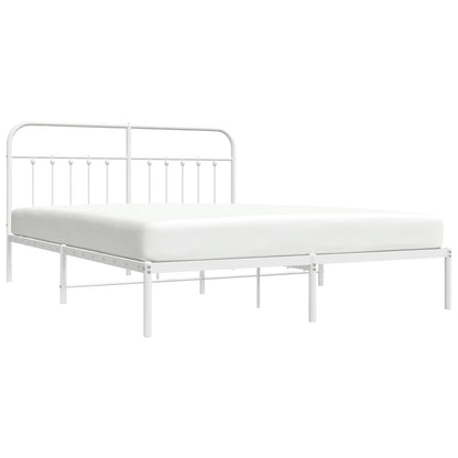 vidaXL Bed Frame | White | Powder-coated steel | Double | Bed Frame