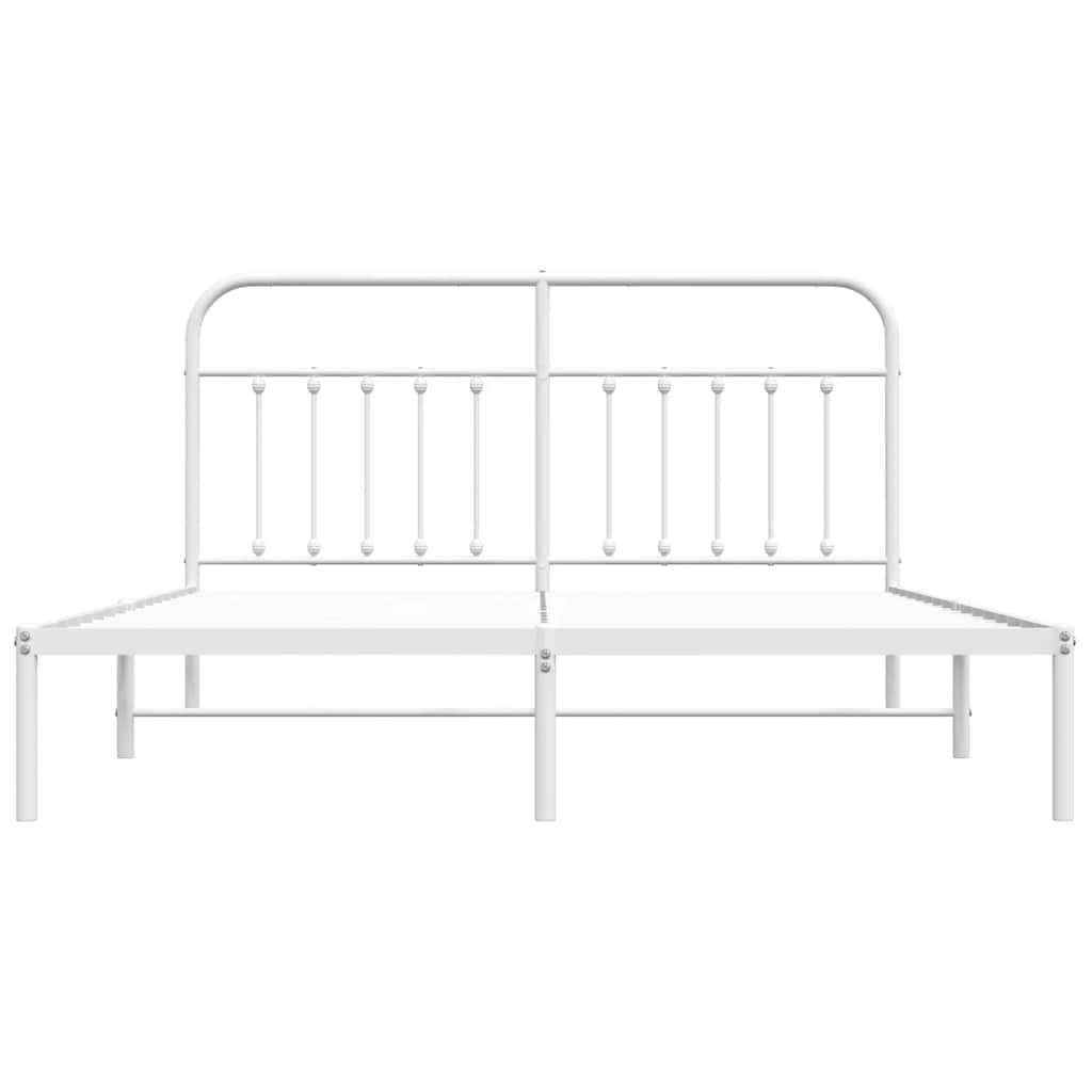vidaXL Bed Frame | White | Powder-coated steel | Double | Bed Frame