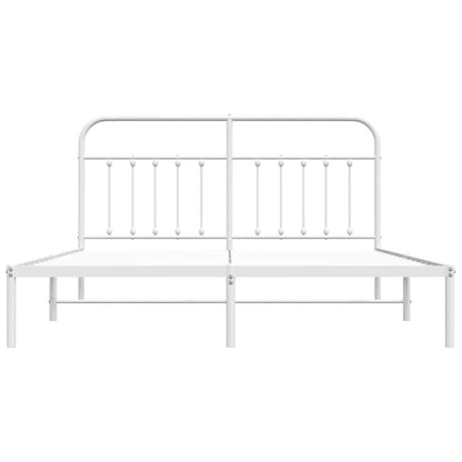 vidaXL Bed Frame | White | Powder-coated steel | Double | Bed Frame