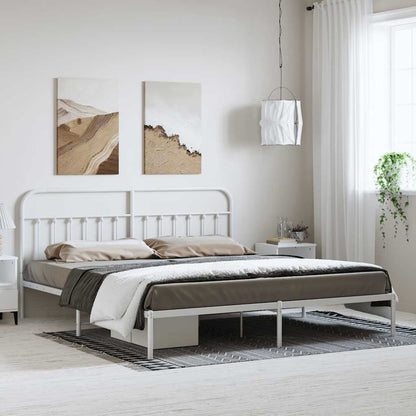 vidaXL Bed Frame | White | Powder-coated steel | Double | Bed Frame