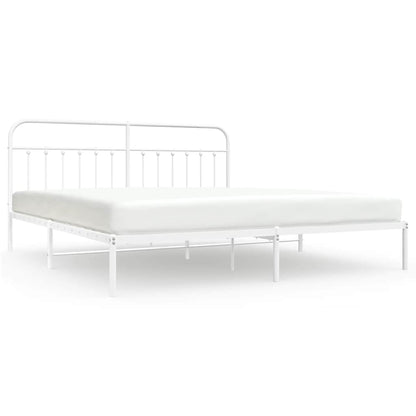 vidaXL Bed Frame | White | Powder-Coated Steel | 193 cm x 203 cm |  Industrial