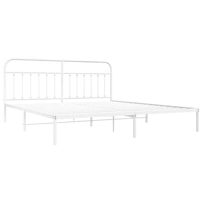 vidaXL Bed Frame | White | Powder-Coated Steel | 193 cm x 203 cm |  Industrial