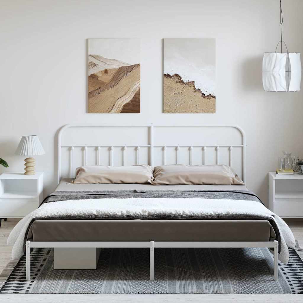 vidaXL Bed Frame | White | Powder-Coated Steel | 193 cm x 203 cm |  Industrial