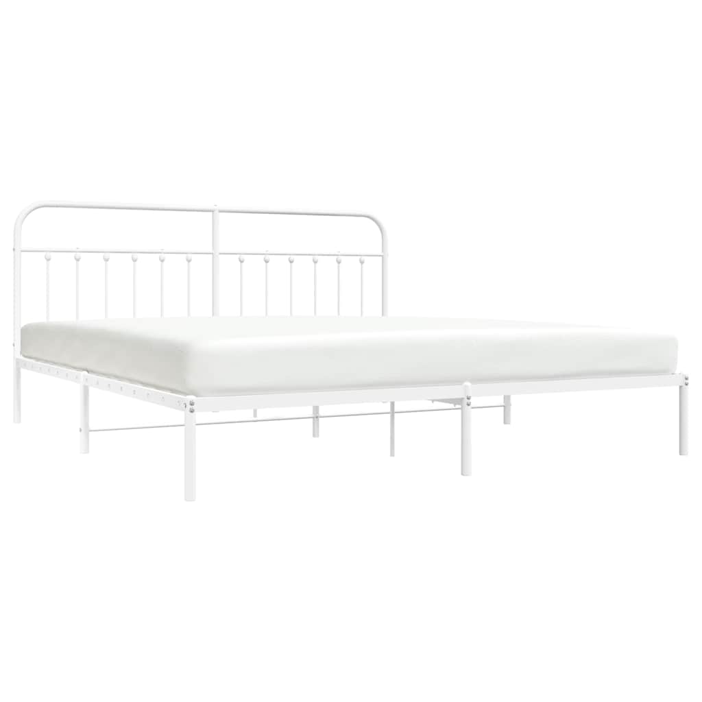vidaXL Bed Frame | White | Powder-Coated Steel | 193 cm x 203 cm |  Industrial