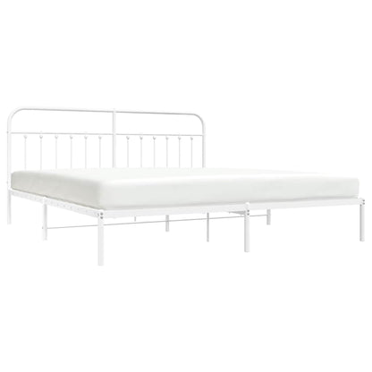 vidaXL Bed Frame | White | Powder-Coated Steel | 193 cm x 203 cm |  Industrial