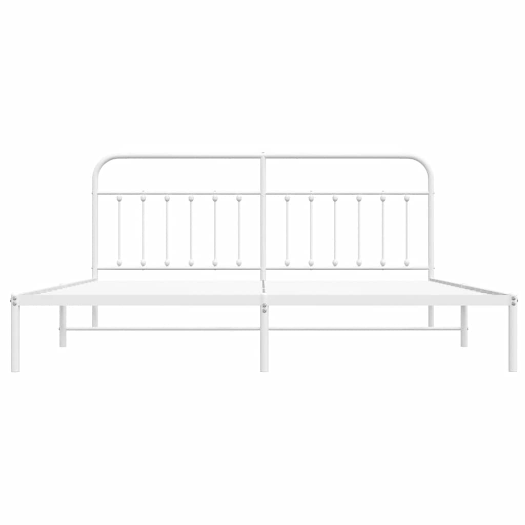 vidaXL Bed Frame | White | Powder-Coated Steel | 193 cm x 203 cm |  Industrial