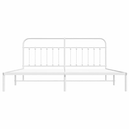 vidaXL Bed Frame | White | Powder-Coated Steel | 193 cm x 203 cm |  Industrial