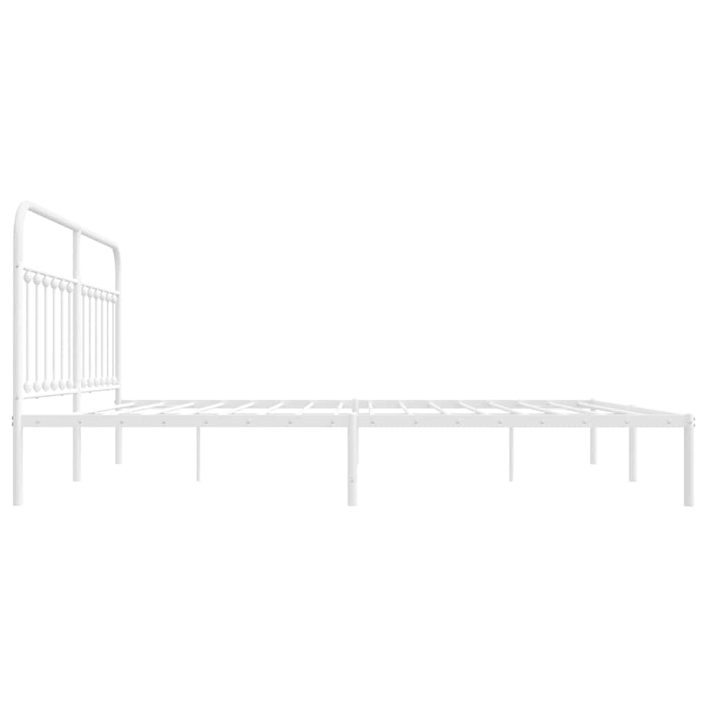 vidaXL Bed Frame | White | Powder-Coated Steel | 193 cm x 203 cm |  Industrial