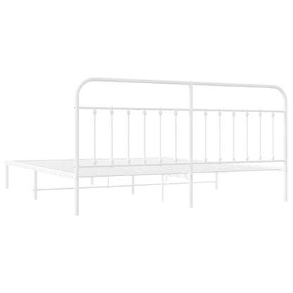 vidaXL Bed Frame | White | Powder-Coated Steel | 193 cm x 203 cm |  Industrial