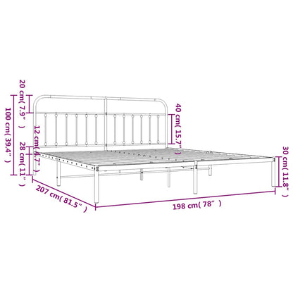 vidaXL Bed Frame | White | Powder-Coated Steel | 193 cm x 203 cm |  Industrial