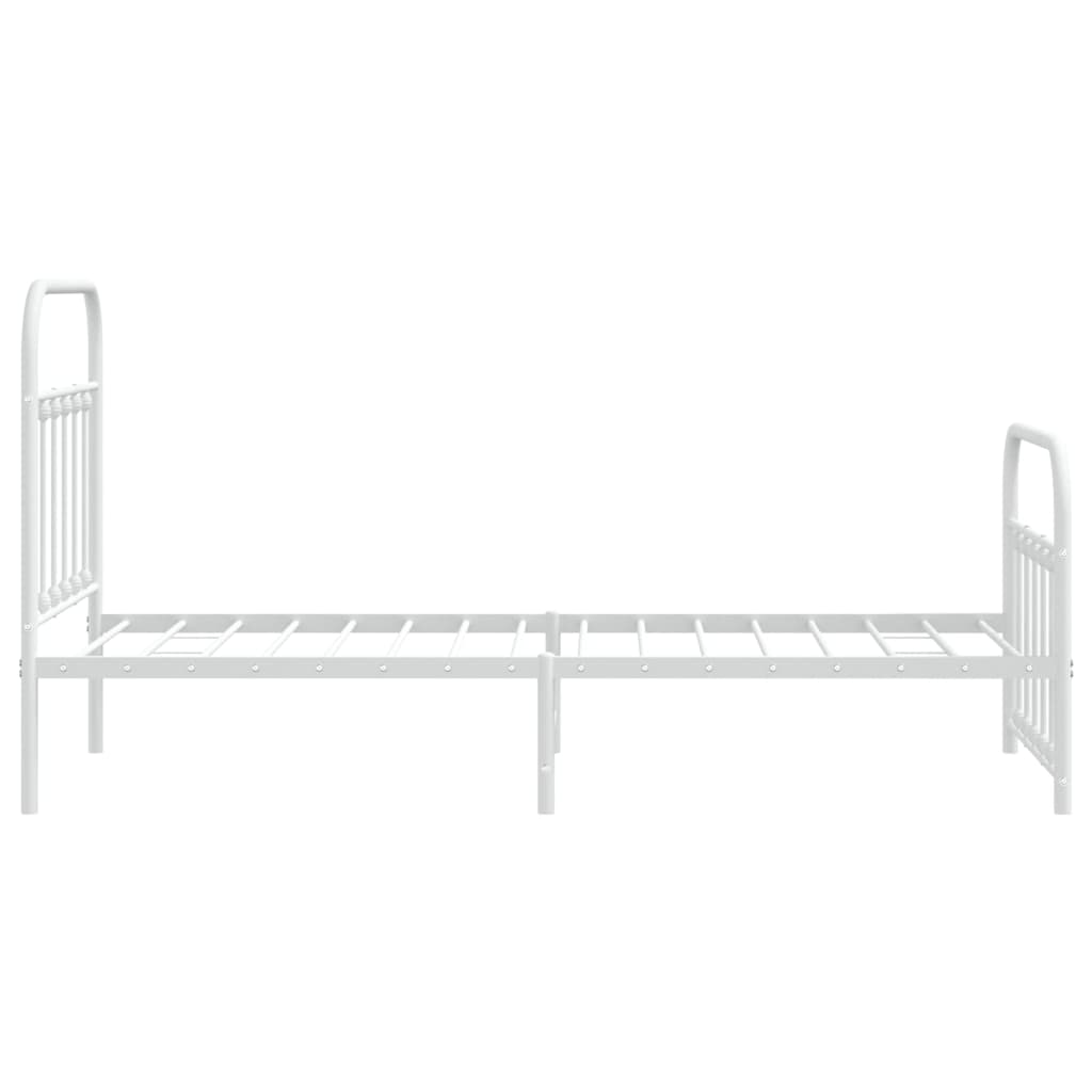 vidaXL Metal Bed Frame without Mattress with Footboard White 90x190cm