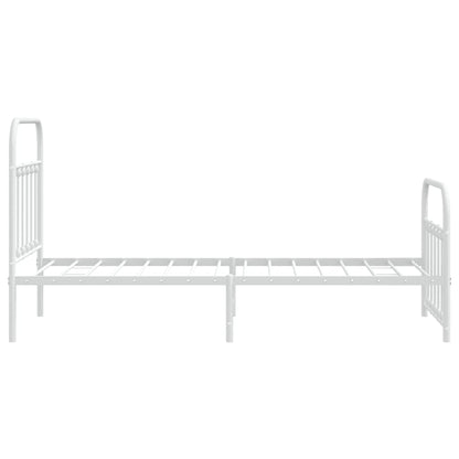 vidaXL Metal Bed Frame without Mattress with Footboard White 90x190cm