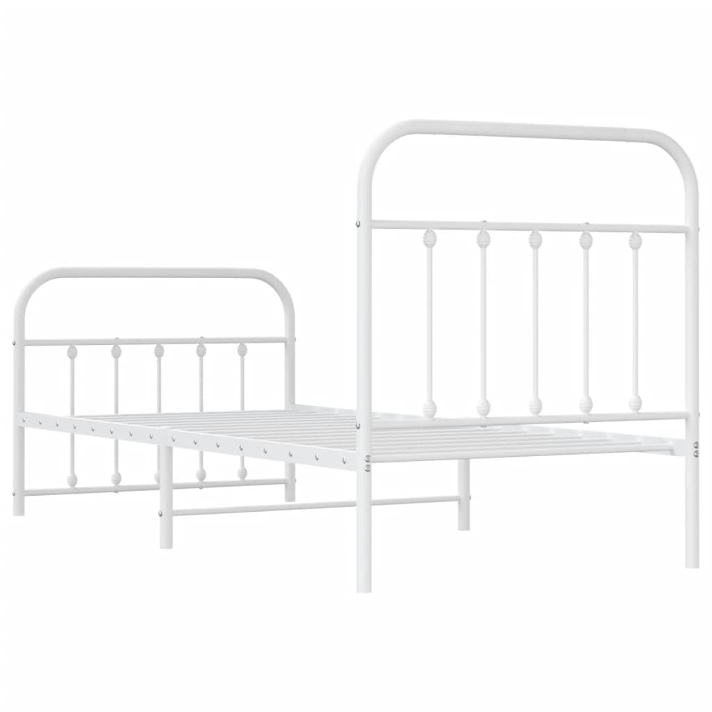 vidaXL Metal Bed Frame without Mattress with Footboard White 90x190cm