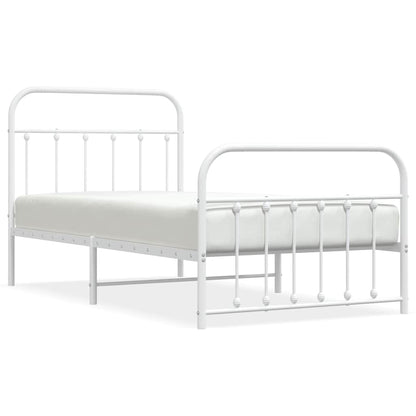 vidaXL Bed Frame | White | Powder-Coated Steel | Single | Bed Frame