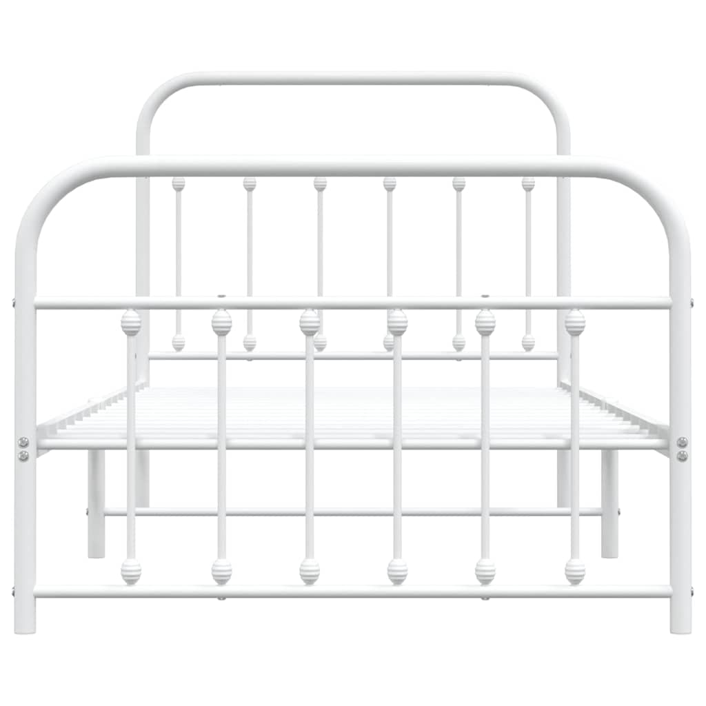 vidaXL Bed Frame | White | Powder-Coated Steel | Single | Bed Frame