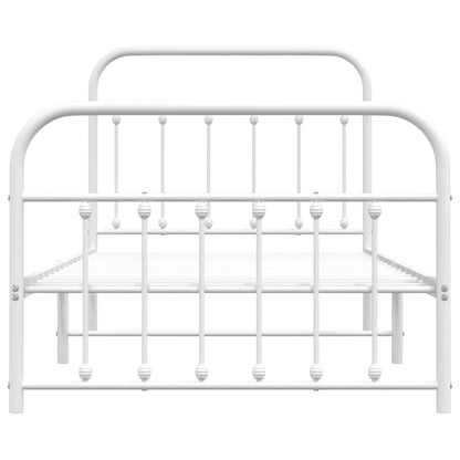 vidaXL Bed Frame | White | Powder-Coated Steel | Single | Bed Frame
