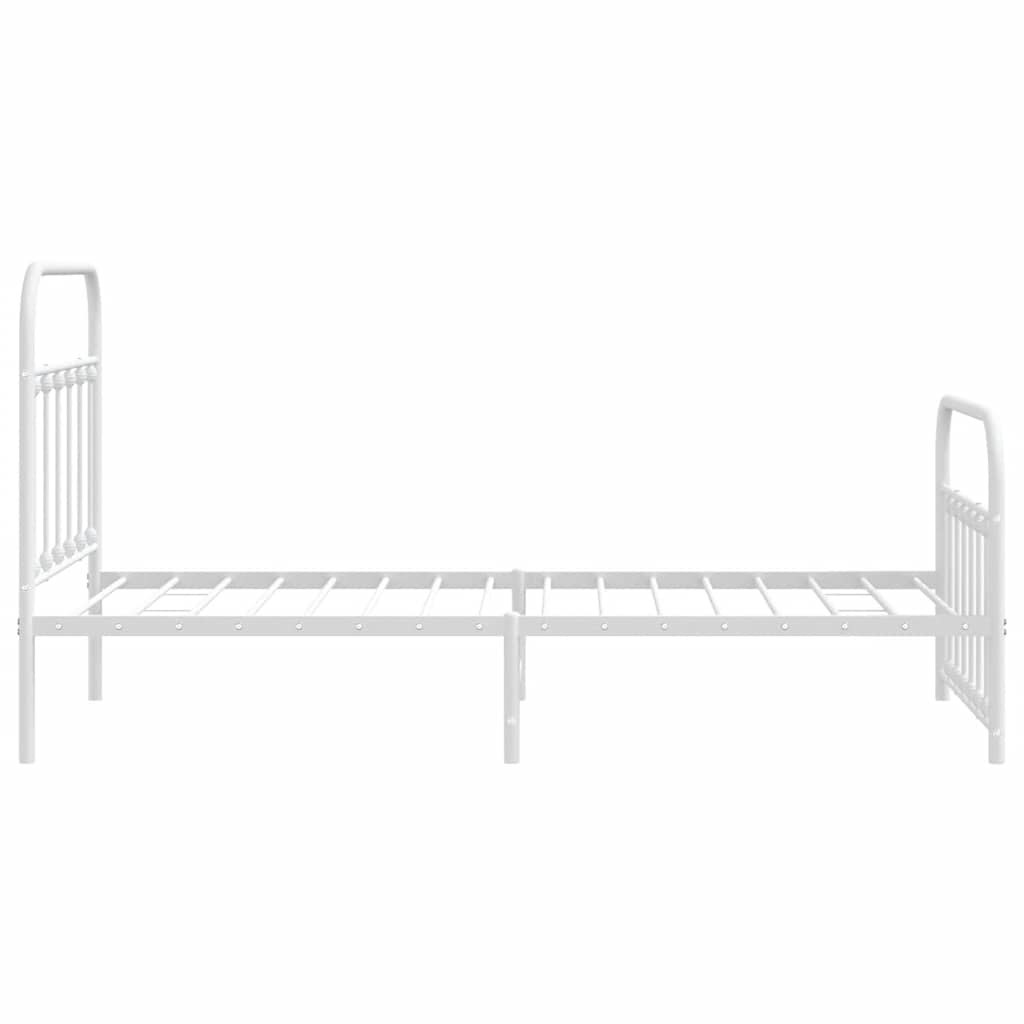 vidaXL Bed Frame | White | Powder-Coated Steel | Single | Bed Frame