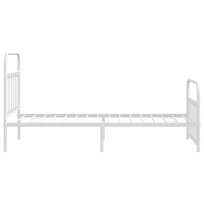 vidaXL Bed Frame | White | Powder-Coated Steel | Single | Bed Frame
