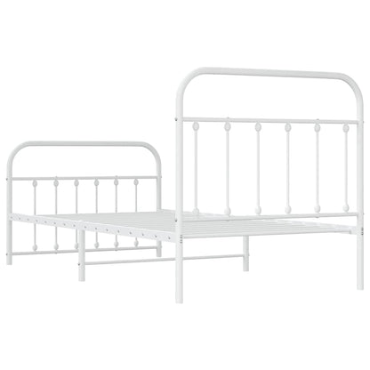 vidaXL Bed Frame | White | Powder-Coated Steel | Single | Bed Frame