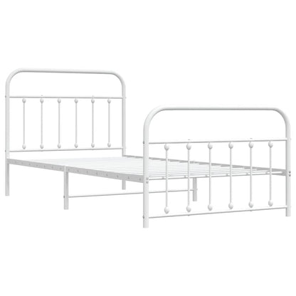 vidaXL Bed Frame | White | Powder-Coated Steel | Single | Bed Frame