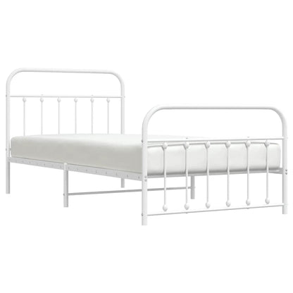 vidaXL Bed Frame | White | Powder-Coated Steel | Single | Bed Frame