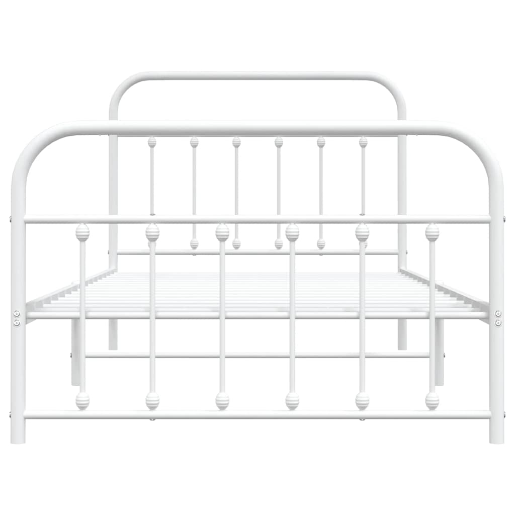 vidaXL Bed Frame | White | Powder-Coated Steel | Single | Bed Frame