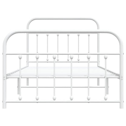 vidaXL Bed Frame | White | Powder-Coated Steel | Single | Bed Frame