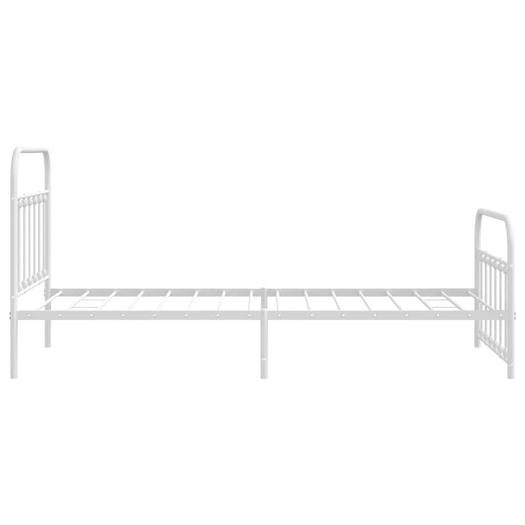 vidaXL Bed Frame | White | Powder-Coated Steel | Single | Bed Frame